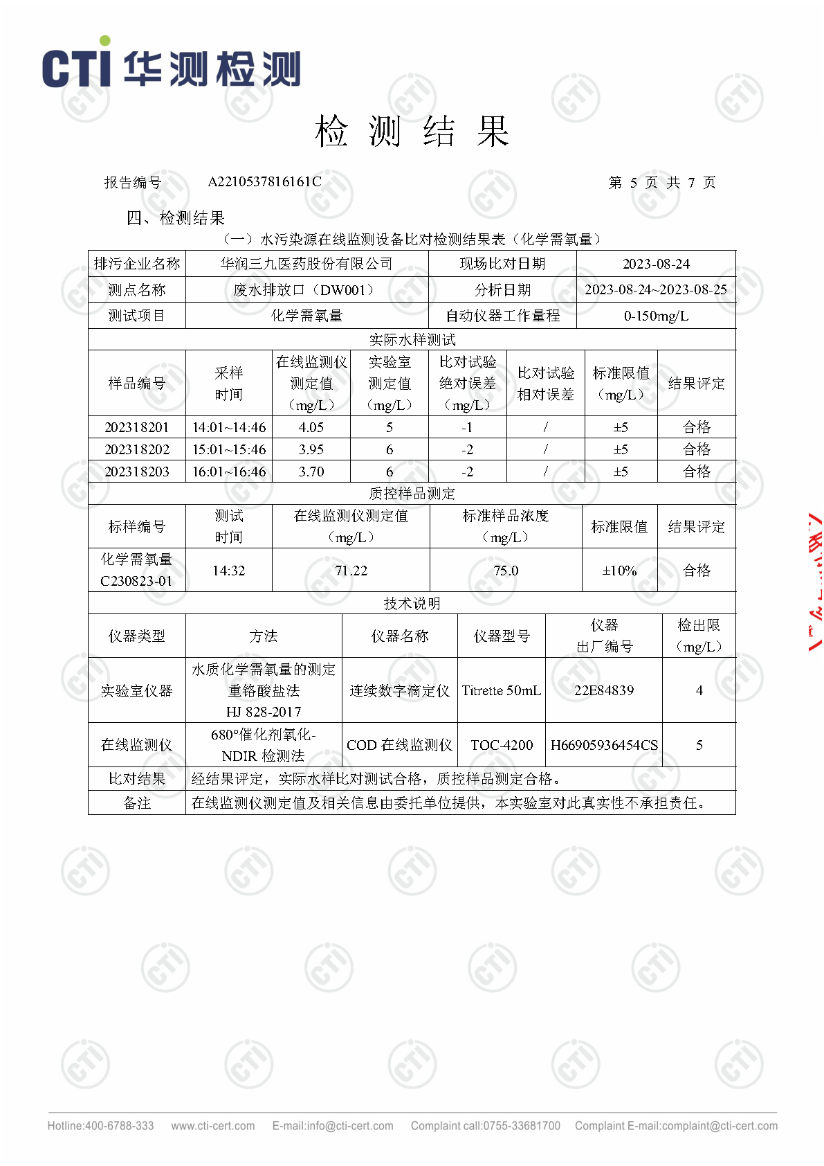 ng电子游戏总部2023年3季度废水在线监测设备比对检测汇报_Page12